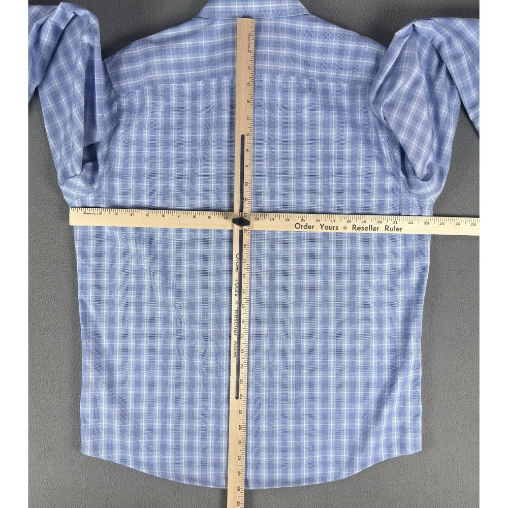 UNTUCKit Shirt Mens XL Blue White Plaid Slim Fit Brooks Smart Casual Office - Picture 6 of 10